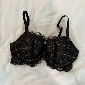 Aerie Balconette Bra 34D black and nude